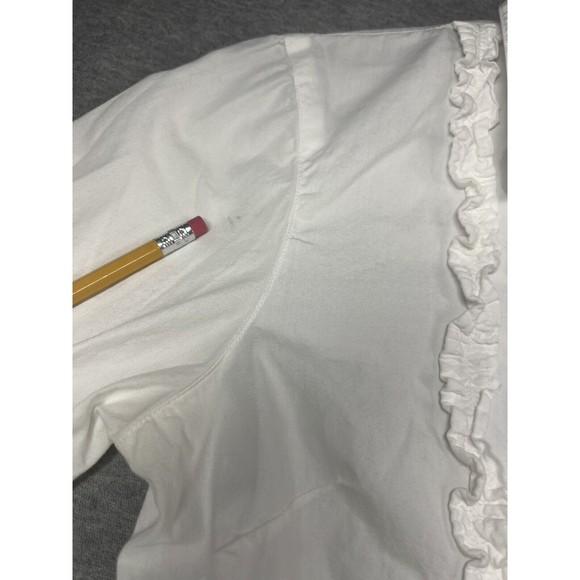 Garnet Hill White Ruffle Collar Button Down Blouse womens size 02 - Picture 4 of 9